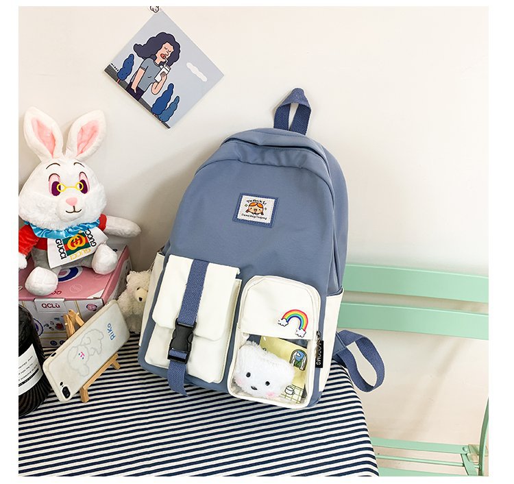 Korean Student Hit Color Backpack Soft School Bag display picture 59