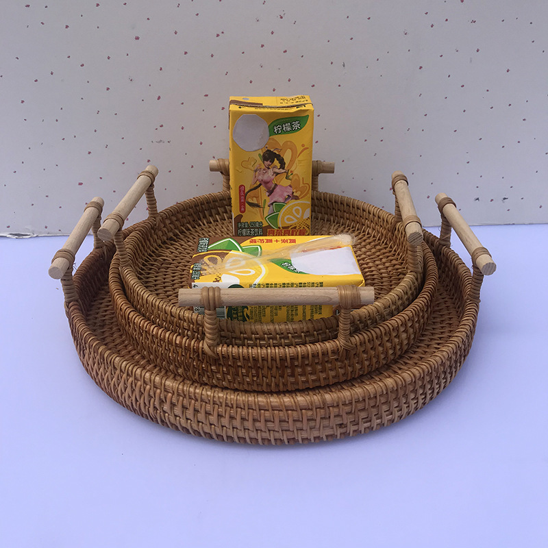 欧式越南藤编织秋藤盘量大价优套装购买更优惠西餐厅面包点心盘|ms