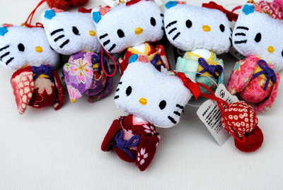 日本外贸原单和风布艺和服hello kitty钥匙链手机挂件手机链批发|ms