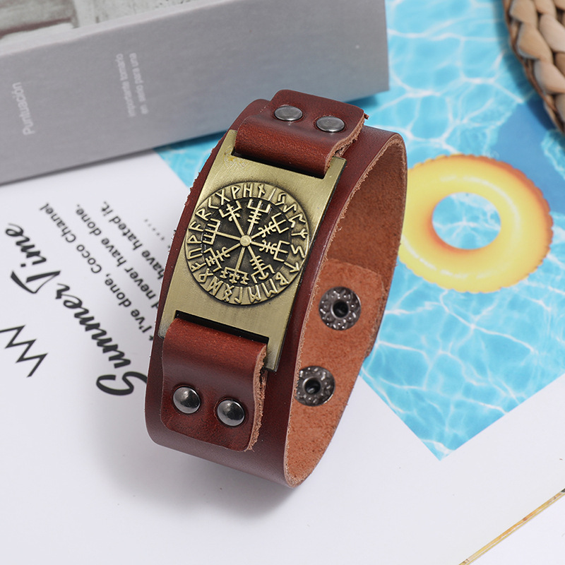 Hot-selling leather fashion simple retro punk bracelet menu0027s jewelry nihaojewelry