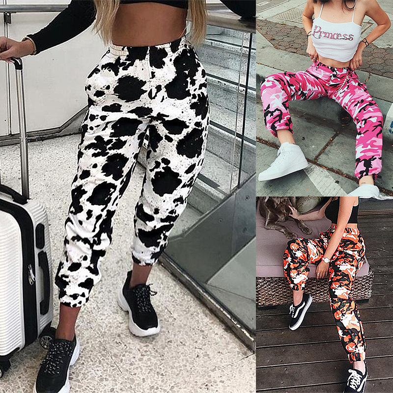 pantalones de cuerda estampados de cintura alta NSZH28732