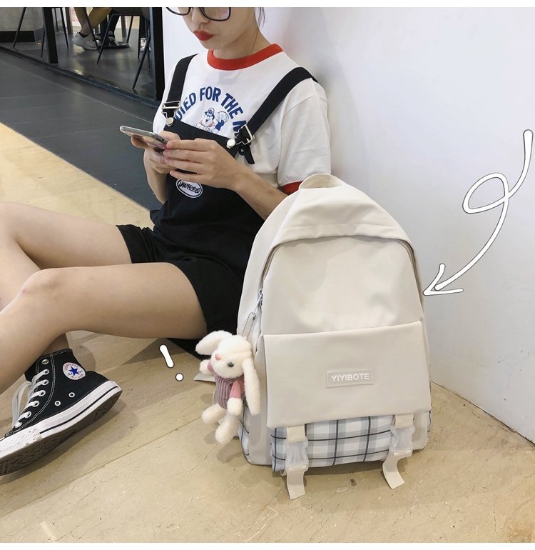 Schoolbag Korean Fashion Harajuku Cute Girl Student Small Fresh Contrast Color Plaid Backpack  Wholesale Nihaojewelry display picture 16