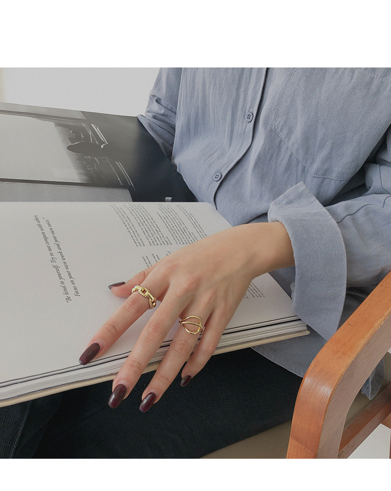 Korean S925 sterling silver twist chain open ring