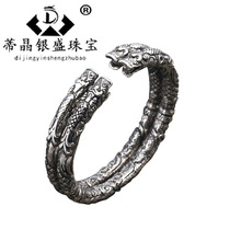 银饰老九门同款手镯双龙头开口手镯赵丽颖同款泰银手环时尚设计感