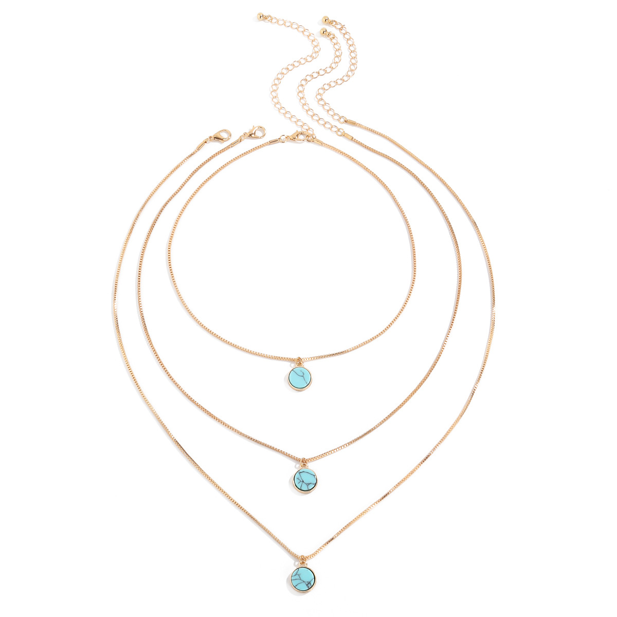 Fashion Retro Simple Multi-layer Turquoise Clavicle New Turquoise Alloy Necklace display picture 6