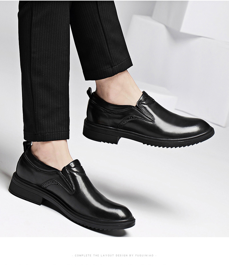 Men's Alligator Pattern Leather Shoes Round Toe Casual Formal_voghion.com