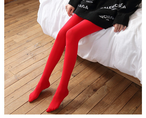 Thin bright red stockings, wedding year female pantyhose, festive bride leggings, adult leggings