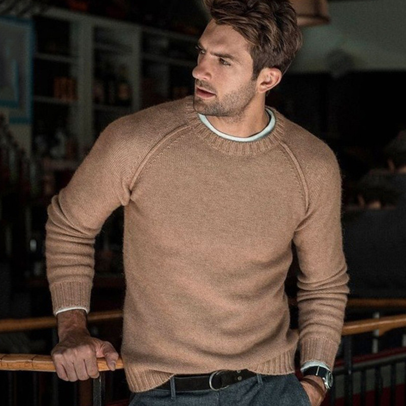 Daily Occasion Wholesale Men's Casual Solid Color Long Sleeve Men's Sweaters