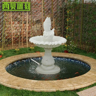 定制鲤鱼造型石雕喷泉厂家供应 小型大理石喷水鲤鱼景观石材喷泉