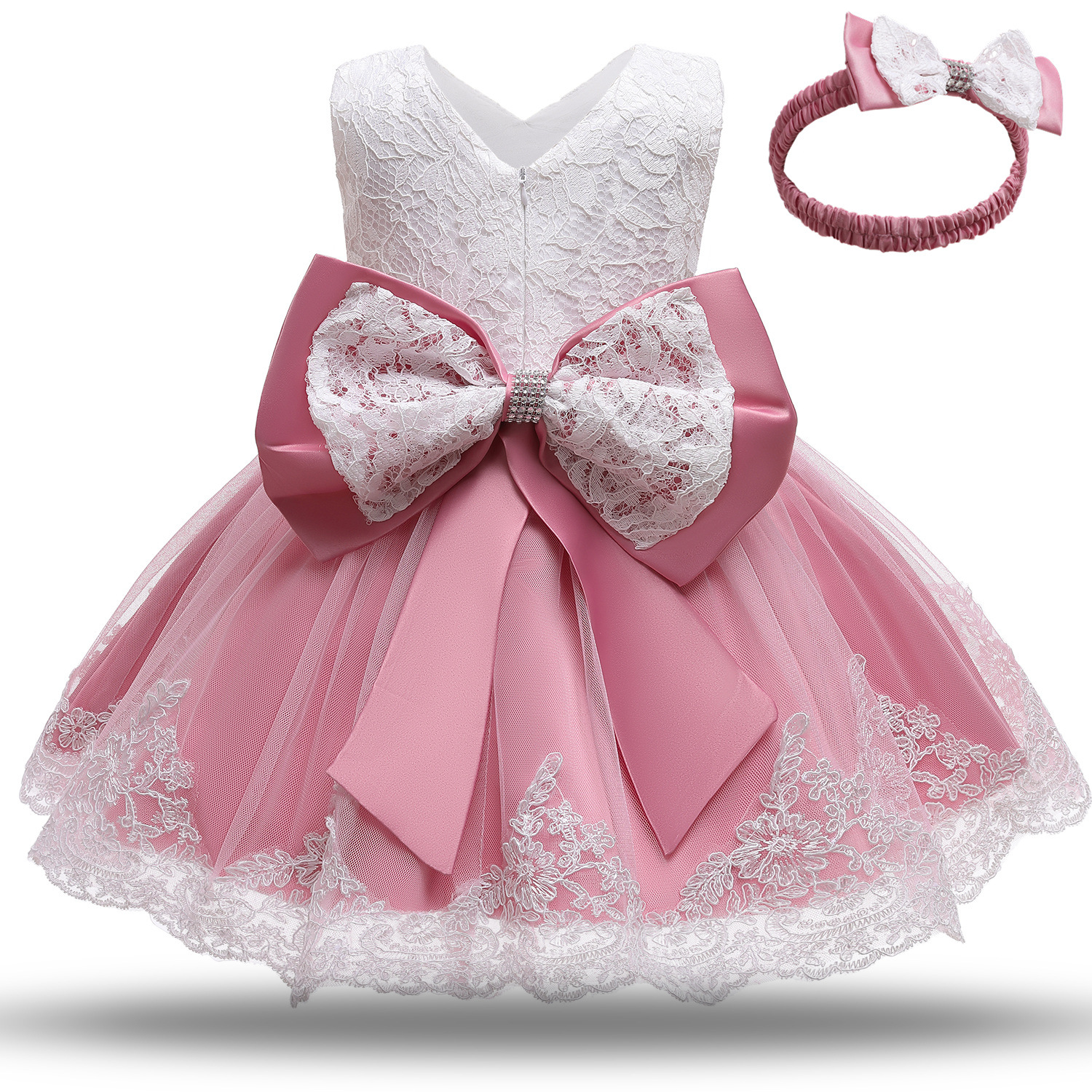 Fashion Color Block Big Bow Cotton Blend Polyester Girls Dresses display picture 4