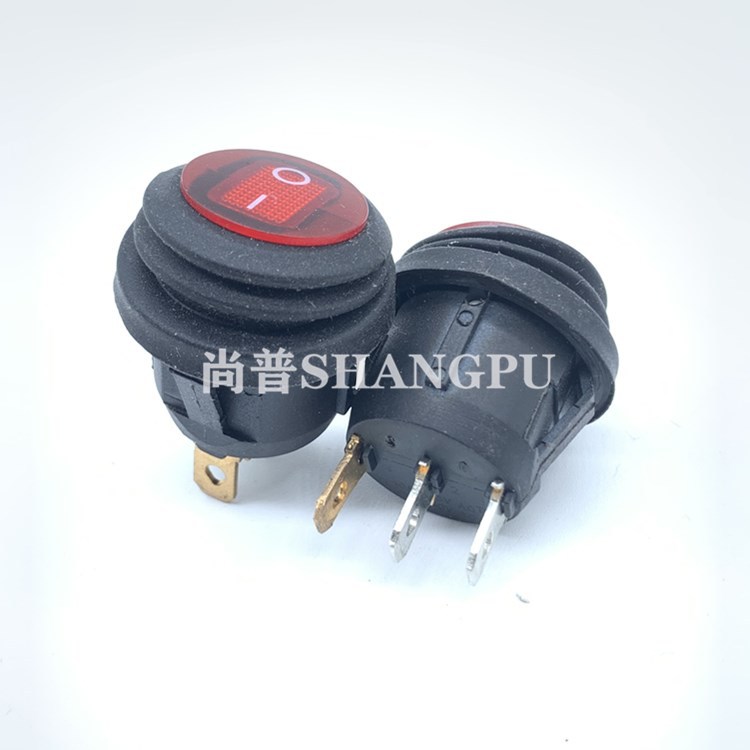 厂家供应KCD1圆形三脚两档开关带灯船型开关防尘防水圆形船形开关