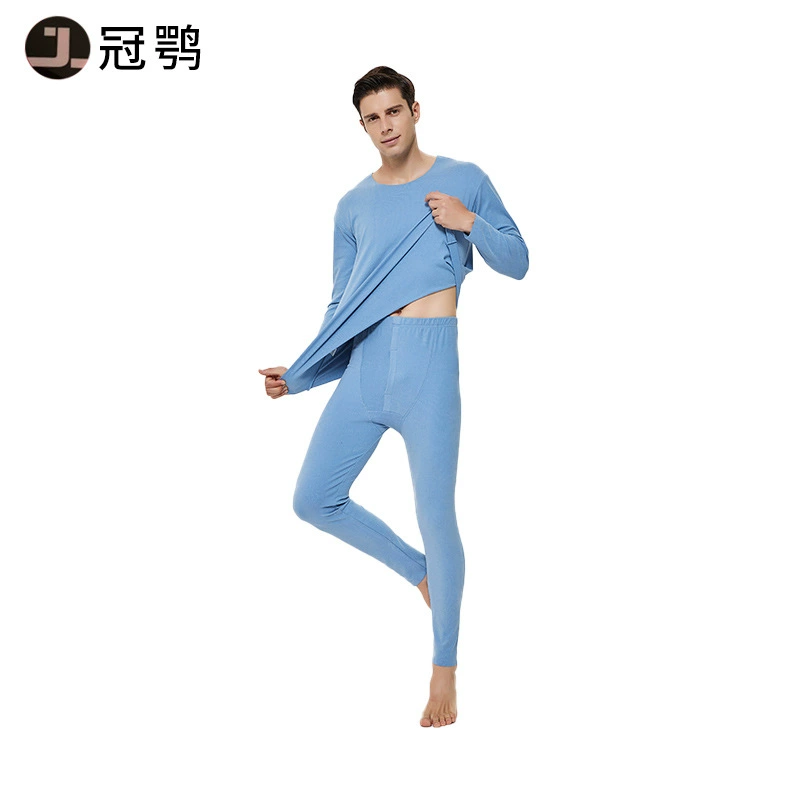 Бесшовное бархатное Полосатое термобелье с круглым вырезом для мужчин и женщин на флисовой подкладке Толстая осенняя одежда Темно-синие горячие осенние брюки Осенний костюм брюк