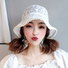 Universal summer thin sun hat from pearl, Korean style, flowered