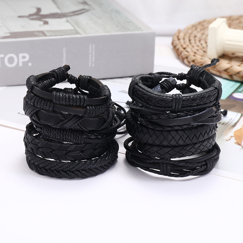 Fashion new retro woven mix and match jewelry simple multi-layer adjustable  bracelet