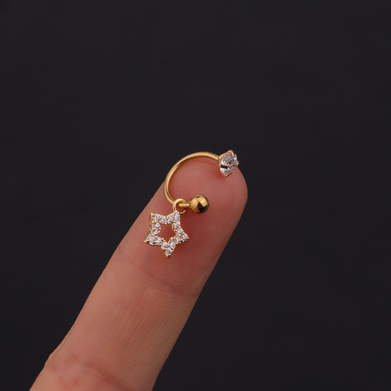Ear Cartilage Rings & Studs Geometric 316 Stainless Steel  Copper Inlaid Zircon display picture 2
