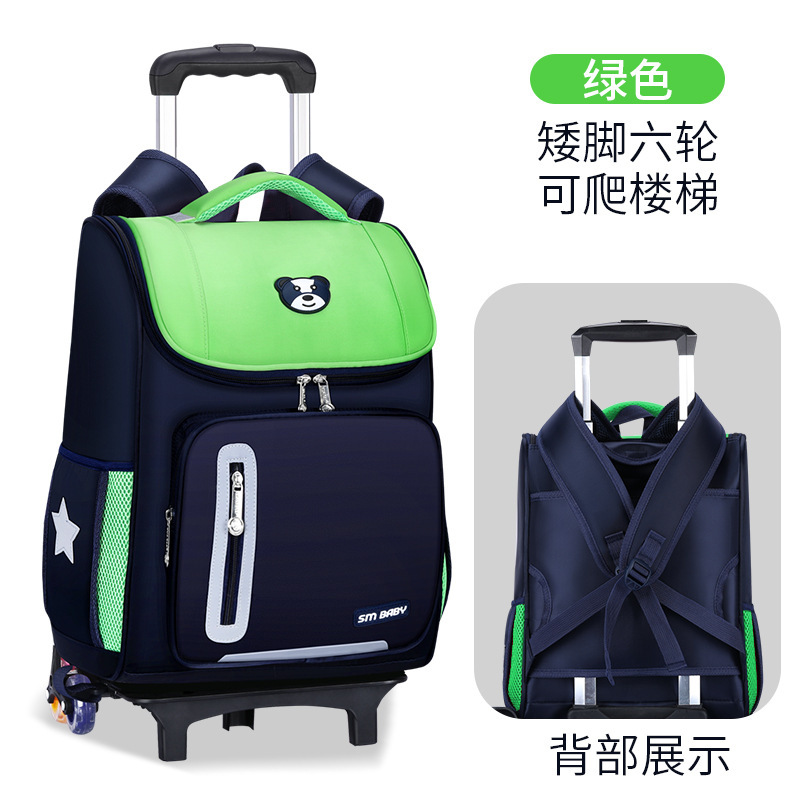 Fábrica de la escuela primaria estudiante carretilla mochila personalizada de tres ruedas de seis ruedas desmontable de doble uso escalera escalada personalizada impresa LOGO