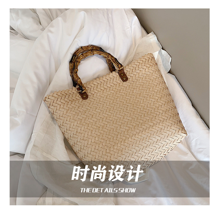 Straw Bag New Retro Large-capacity Vegetable Basket Woven Bag Handbag Square Bag Hand Bag Beach Bag Wholesale Nihaojewelry display picture 23