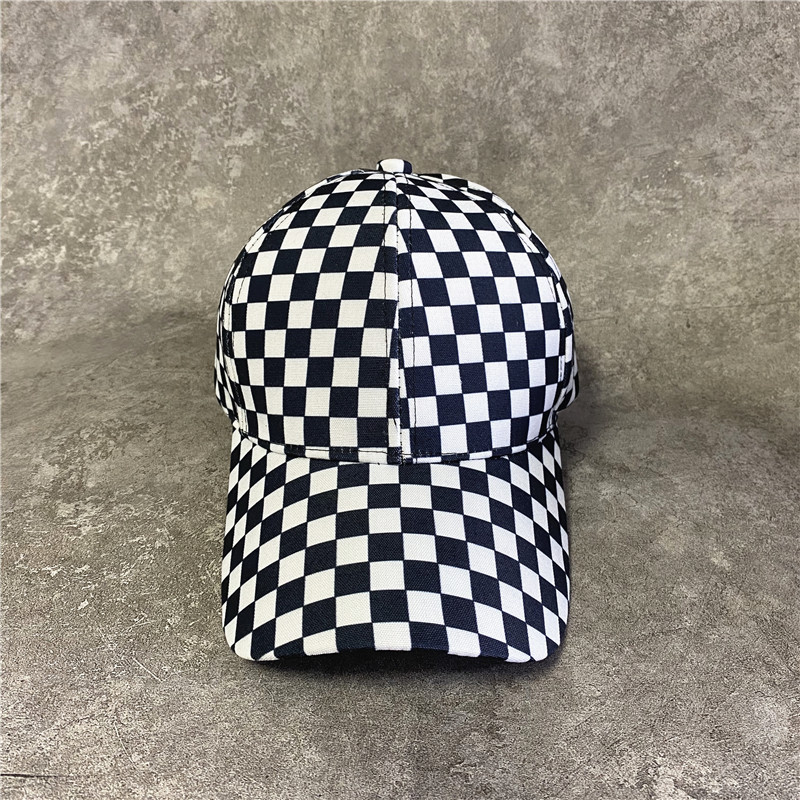 Berretto da baseball con scacchiera plaid per bambini, coppia di studenti coreani, cappello con lingua d'anatra hip-hop_voghion.com
