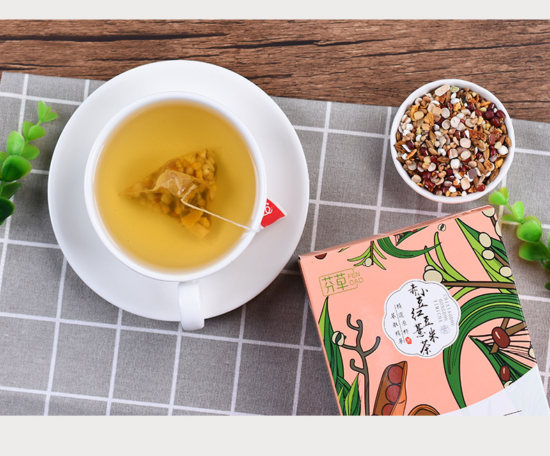 Red Bean Coix Seed Tea Hong Dou Yi Mi Cha Triangle Bag Blend Daily Wellness Tea 300g preparation