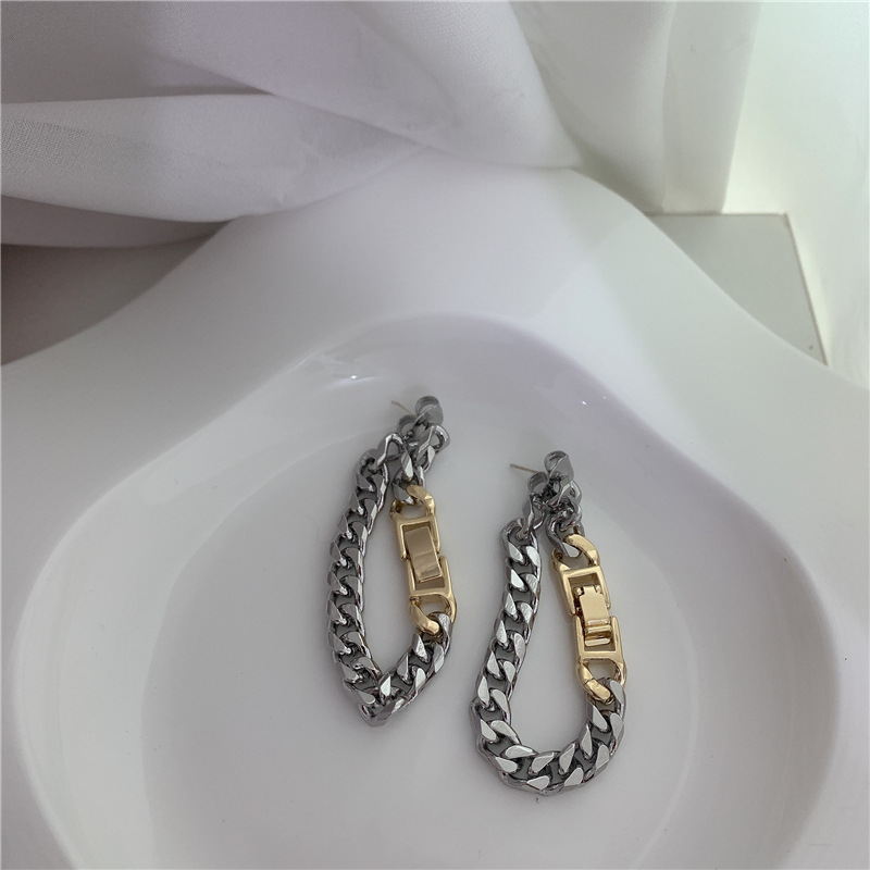 Metal Thick Chain Earrings display picture 8