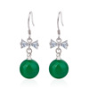 Agate earrings with bow jade, retro accessory