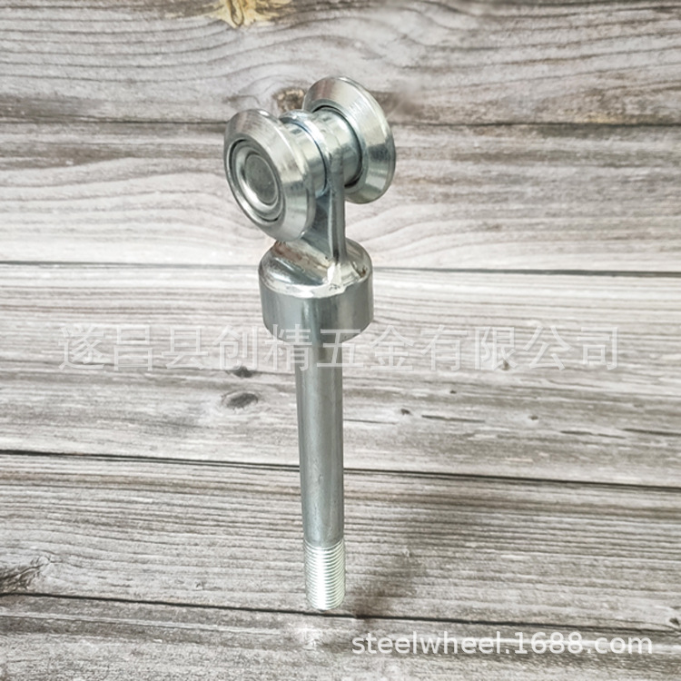 镀蓝白锌两轮万向轨道轮直径42毫米单轮耐高温机械吊装滑轮