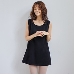 Cotton inner plus size autumn and winter plus fat slit black Japanese bottoming vest mid-length Lotte hot recommendation loose top