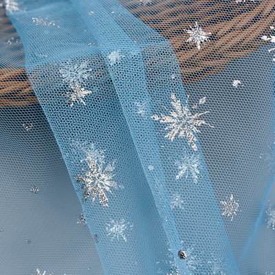 冰雪奇缘网纱  全涤经编烫金雪花网纱 童装女装婚纱服舞台服用料|ms