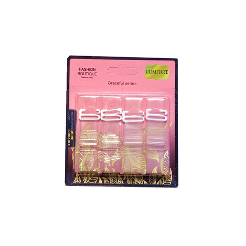 Double pair pink color box blister pack widened transparent frosted invisible transparent shoulder straps invisible shoulder straps bra straps