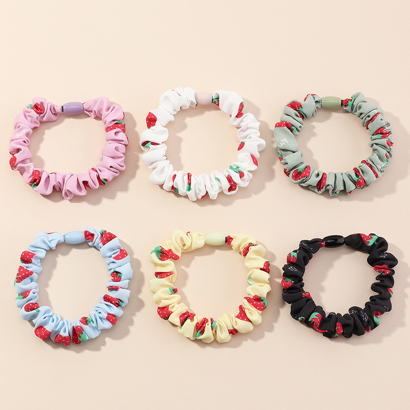 Fashion Printing Fruit Candy Color Strawberry Girls Hair Rope Rubber Band Set  Wholesale display picture 15