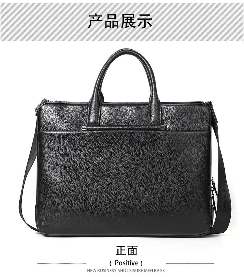 Túi xách nam da bò thật dung tích lớn 38×29×9 cm, túi công sở đeo chéo một vai — Màu đen chi tiết 10