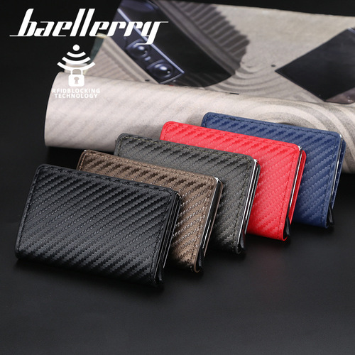 baellerry men's card holder European and American youth elastic card aluminum box card holder neutral RFID anti-magnetic small card holder wholesale
