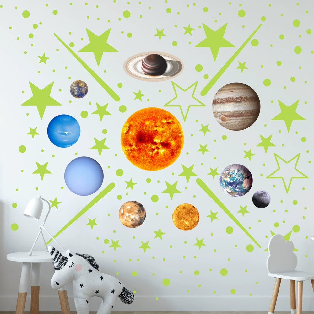 (Cross-border trading), planetary moon solar-powered, children's sticker, Amazon, set
