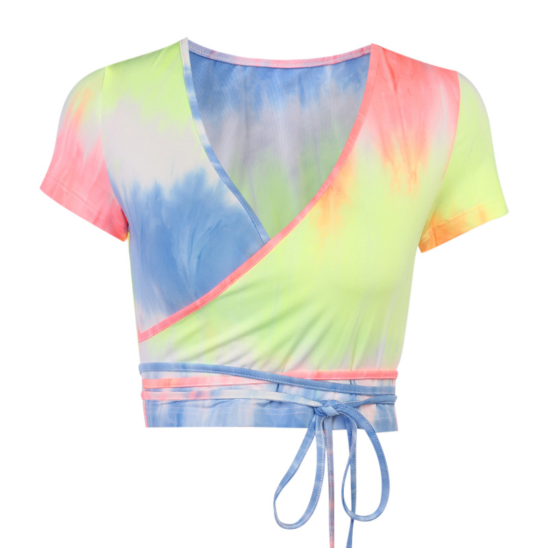 lace-up tie-dye T-shirt  NSSU21839