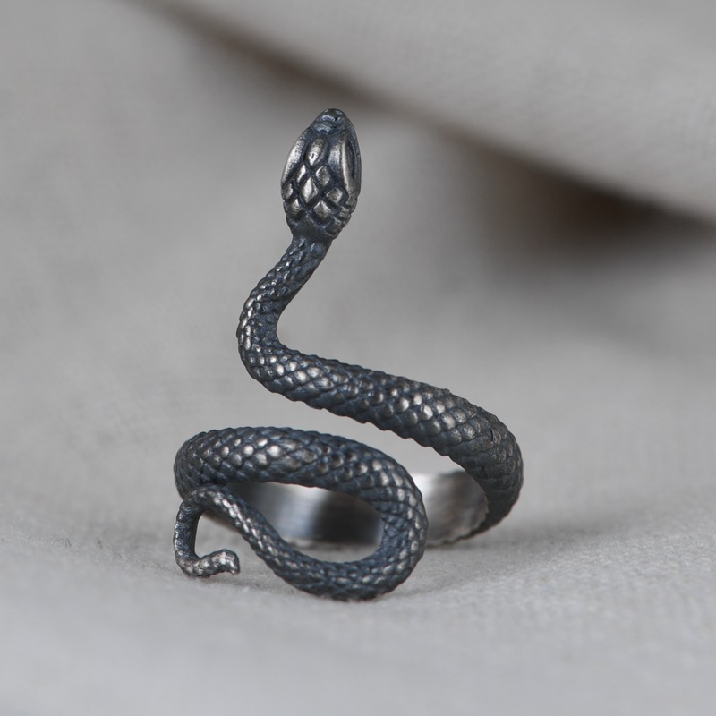 Golden Deer King S925 Silver Retro Wind Craft Open Women's Ring Wholesale Pan Snake Index Finger Hot Selling Ring