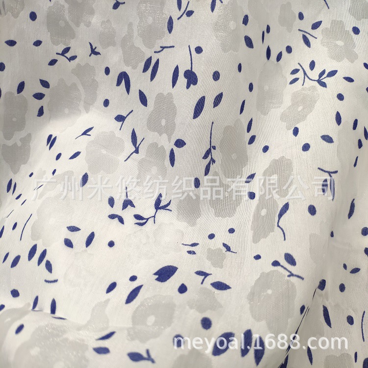 镂空欧根纱 混纺烂花烧花 半透童装小碎花 Lolita亮丝印花面料