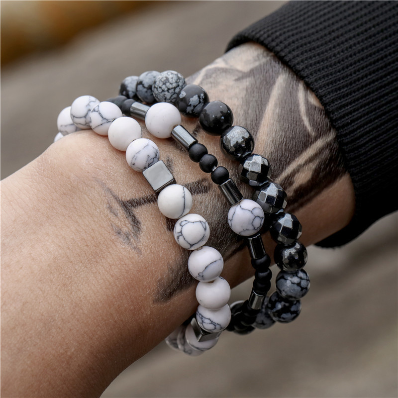 New Fashion Natural Stone Simple Elastic Bracelet Set Wholesale display picture 3