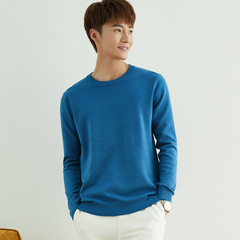 2021 Autumn New Men's Sweater Round Neck Solid Color Long Sleeve Outerwear Knitwear Thin Loose Underwear Woolen Sweater 