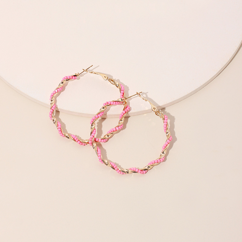 New exaggerated big circle trendy bohemian round bead earrings for women