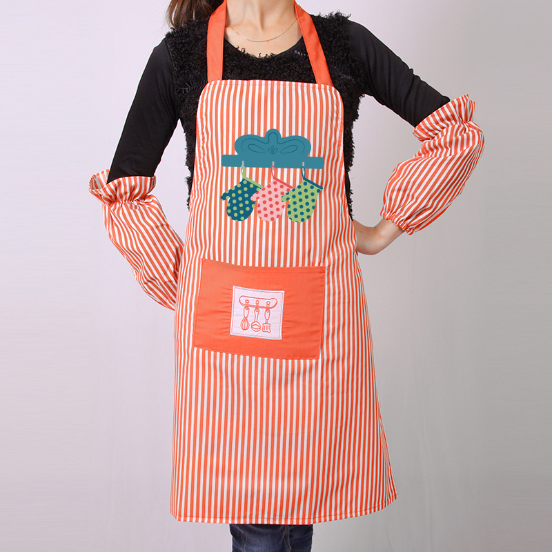 Delantal a rayas de moda de estilo coreano para mujer cocina doméstica Correa antiincrustante a prueba de aceite manga de delantal ropa de trabajo personalizada