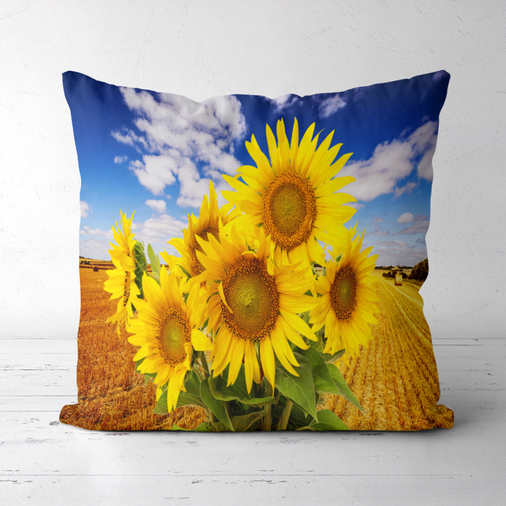 Cactus Sunflower Pillowcase Fabric Sofa Cushion Cover Home Pillowcase display picture 11