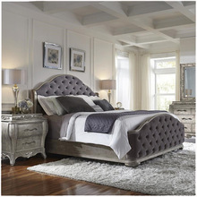 美式乡村实木雕花床法式复古做旧床1.8米双人床欧式布艺婚床