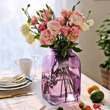大花瓶透明玻璃客厅插大花瓶水培花束瓶小玻璃简美花器摆件玻璃大