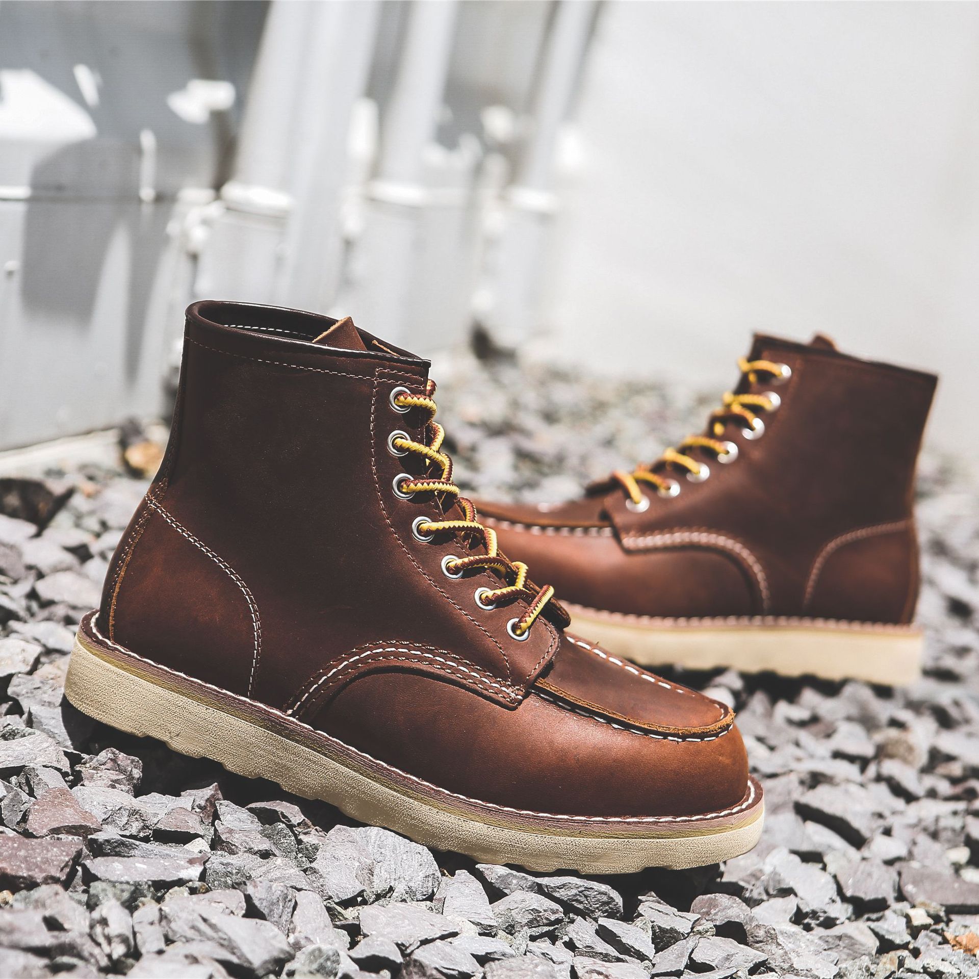 Title 47, Stivali Martin piatti slip-on retrò da lavoro d...