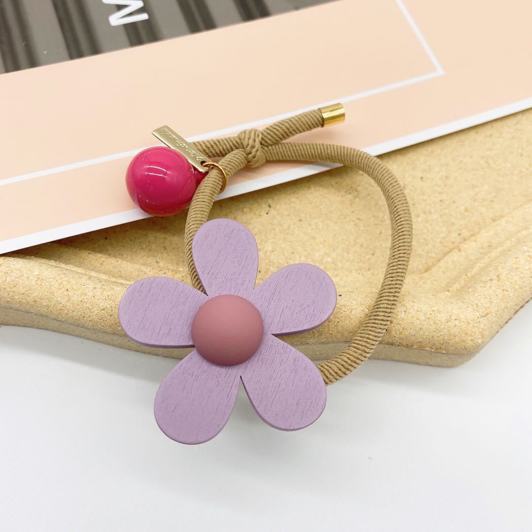 Cute Candy-colored Flower Wooden Hair Rope display picture 7