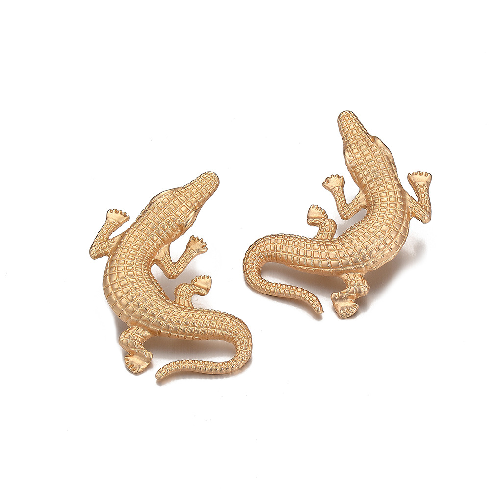 New 925 Silver Needle Earrings Crocodile Pattern Earrings Exaggerated Crocodile Earrings Wholesale Nihaojewelry display picture 11