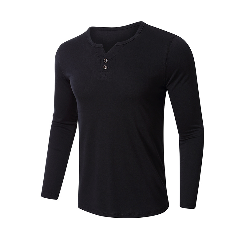 Men's Long Sleeve Base Layer T-shirt Solid Colour Autumn Winter_voghion.com