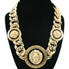 Fashionable quality metal accessory, golden necklace, sweater, European style