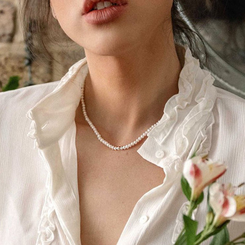 Kang Zhishang Western and Eastern Freshwater Pearl Necklace for Women, Instagram Style Simple and Fresh Pearl Choker Bone Chain