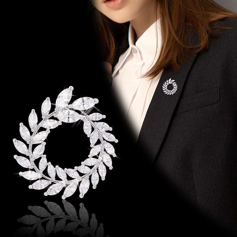 Estilo de la celebridad Liu Tao pecho rama olivo flor pin abrigo versátil lujo elegante broche para las mujeres Al Por Mayor